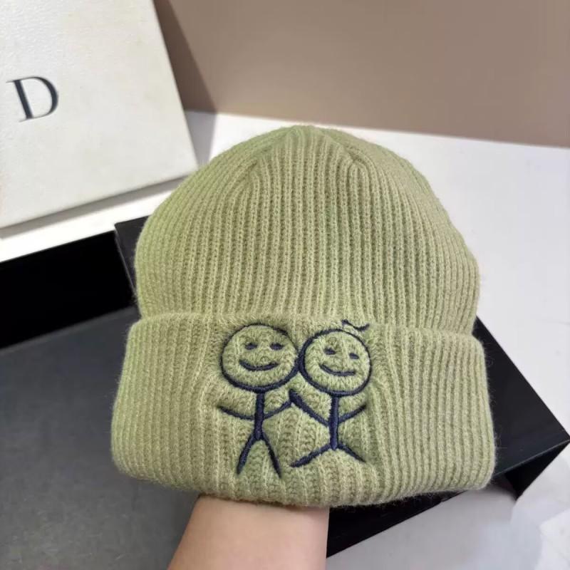 Winter Knit Beanie Women Cute Embroidered Warm Hat Same Style As Figure Outdoor Casual