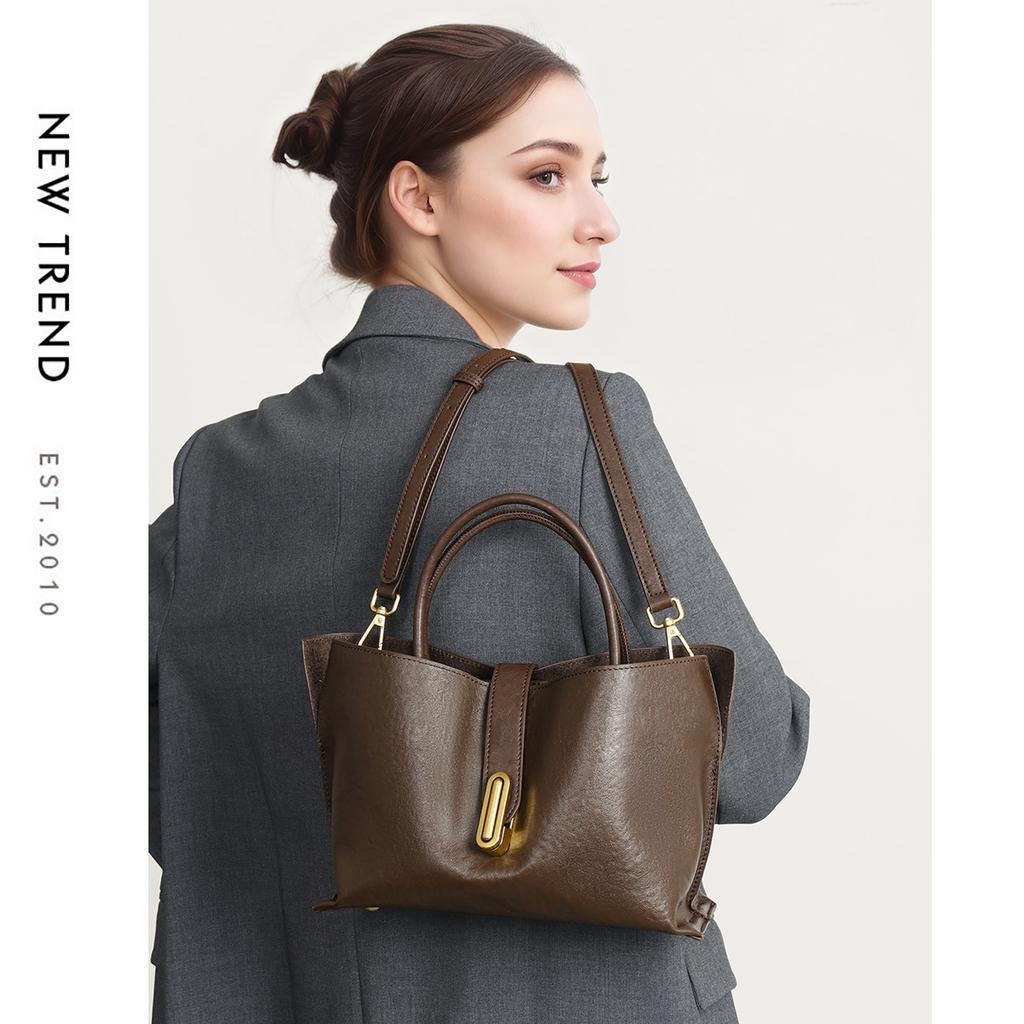 Vintage Handgefertigte Echte Leder Bucket Bag, Damentasche, Einzel-Schulter Crossbody-Tasche