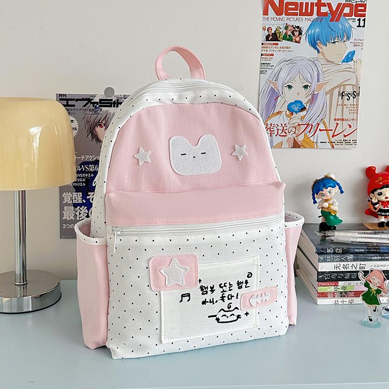 New college style polka dot schoolbag female student large capacity backpack casual Japanese fashion versatile backpack