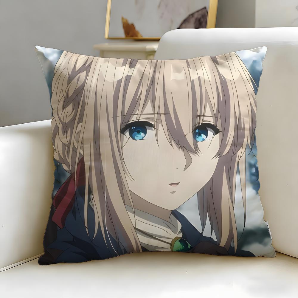 classic anime Violet Evergarden Cushion Cover Soft  EasyWash Pillow Case  Versatile for Couch Bed Travel and Office