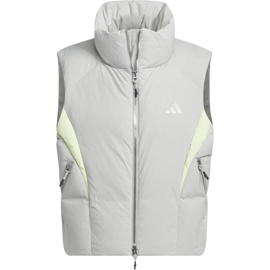 Adidas Fustl Down Vest Logo Design Striped Warm Sports Casual Loose Stand Collar Down Gilet Men Vests Cement-Gray JI8754