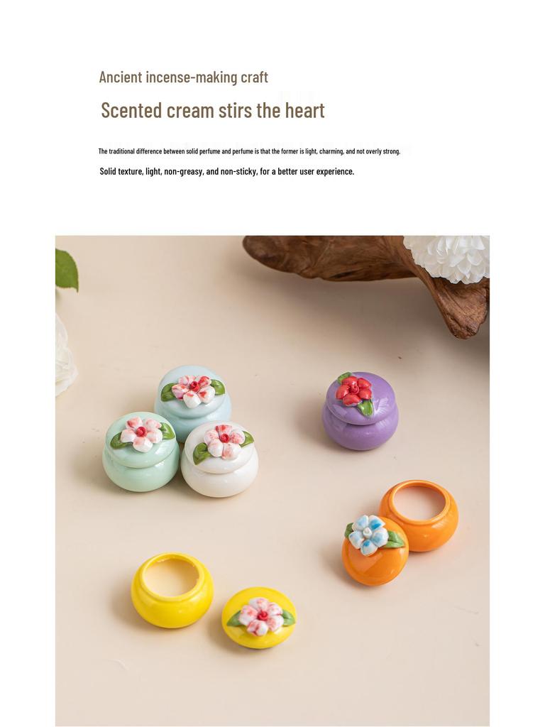 Exquisite Handmade Ancient-Style Solid Perfume Gift Box with Pinched Floral Design