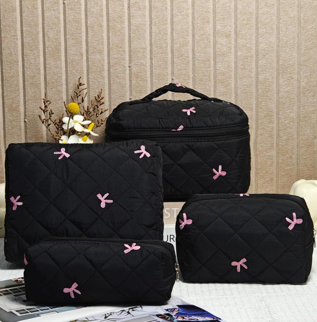 Large Quilted Cotton Handbag: Multipurpose Makeup, Toiletry & Electronics Organizer