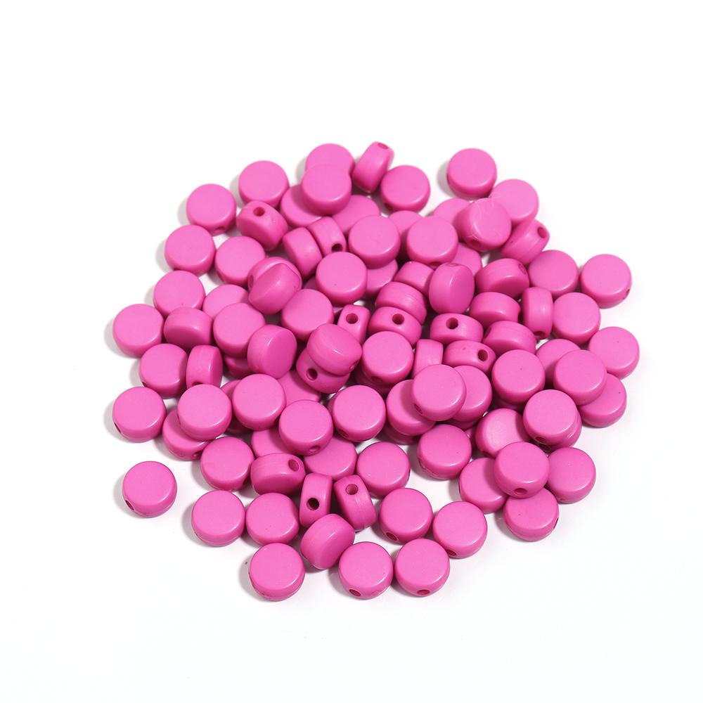 100pcs 7mm Acrylic Beads Solid Color Flat Round Loose Spacer Beads For Jewelry Making DIY Handmade Bracelet Necklace Accessories