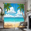 2pcs   Spring Summer Curtains Hawaii Beach Ocean Art Digital Print Drapes Fabric Home Decor Perfect for Bedroom   Living Room