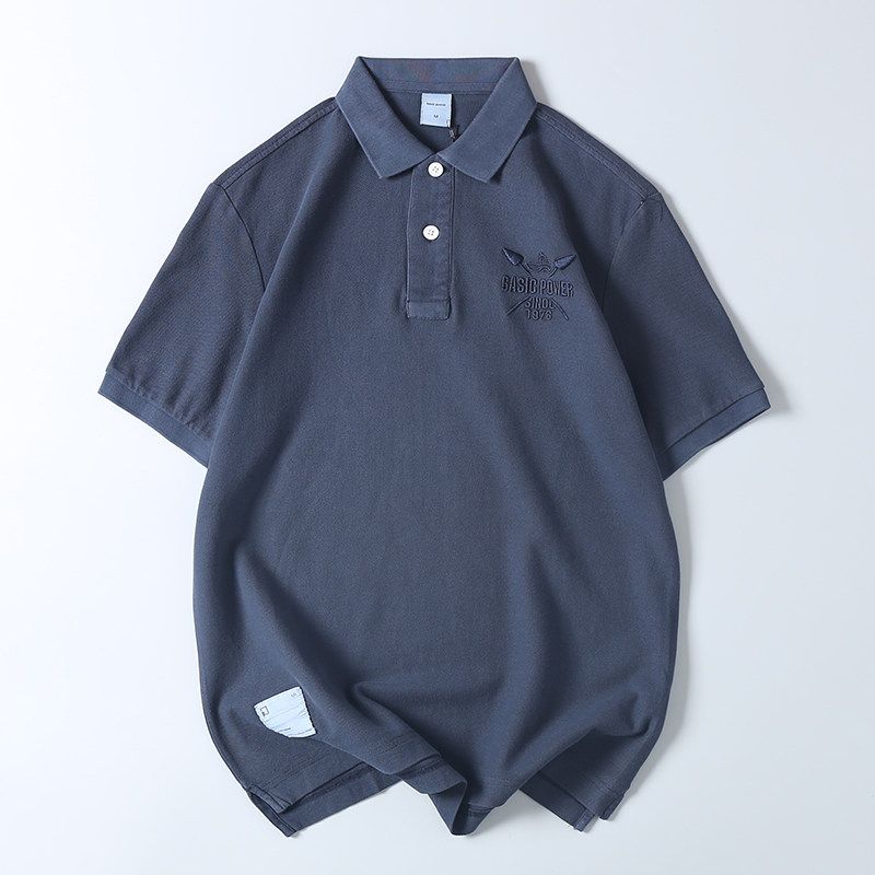 Trade Export Surplus Business Casual Polo Shirt for Men, Summer Turn-Down Collar Short-Sleeve T-Shirt, Versatile, Breathable, Loose Fit Half-Sleeve