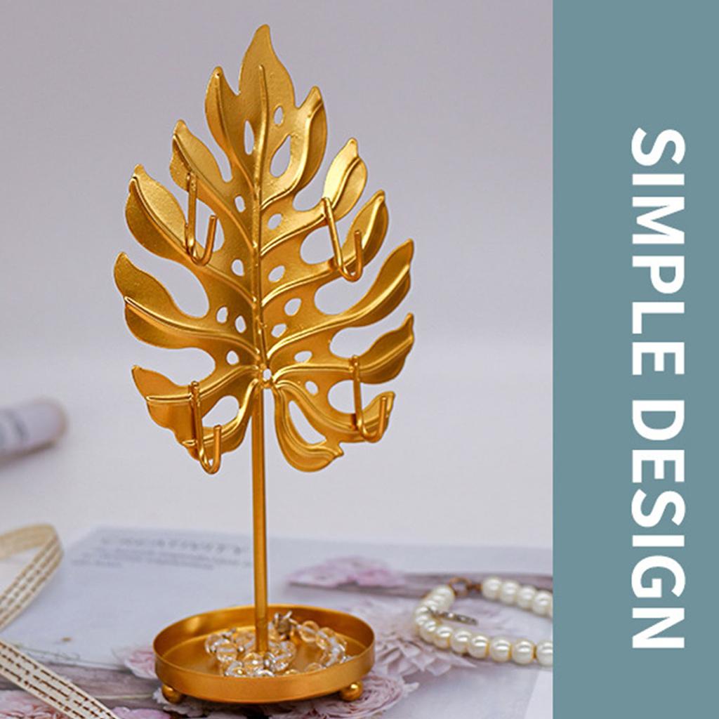 Leaf Shape Iron Jewelry Display Rack Stand New Style Earrings Necklace Bracelet Organizer Storage Holders Desktop Decor