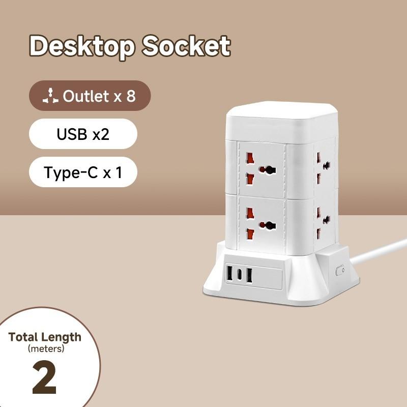 Multiple Ports Automatic Overloaded Switch Socket Board Household Power Expansion Tower Socket Surge Protector