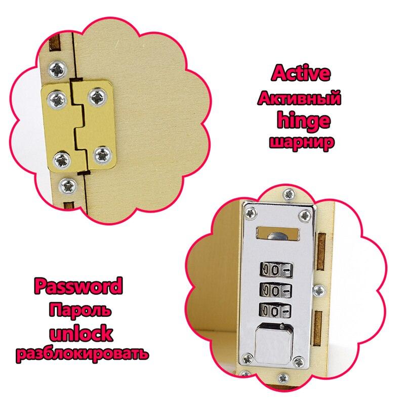 DIY Schließfach Safe Schließfach Maschinen Erfindung Wissenschaftliches Experiment Holz Passwortbox Spielzeug für Kinder Zusammenbaumodell Machen