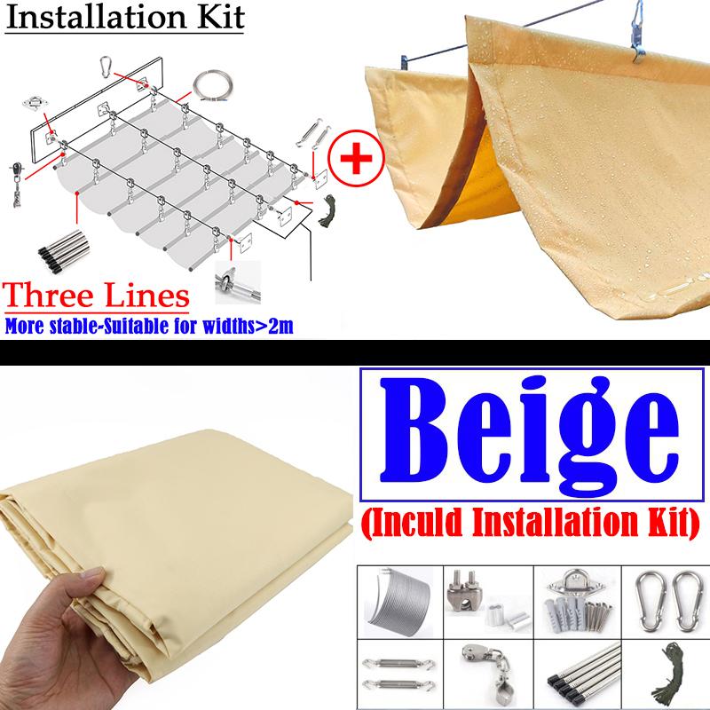 Width 2.5m~3m Outdoor Retractable Sun Shade Sail UV Block Sun Shade Net Patio Pergola Telescopic Wave Shading Canopy with Parts