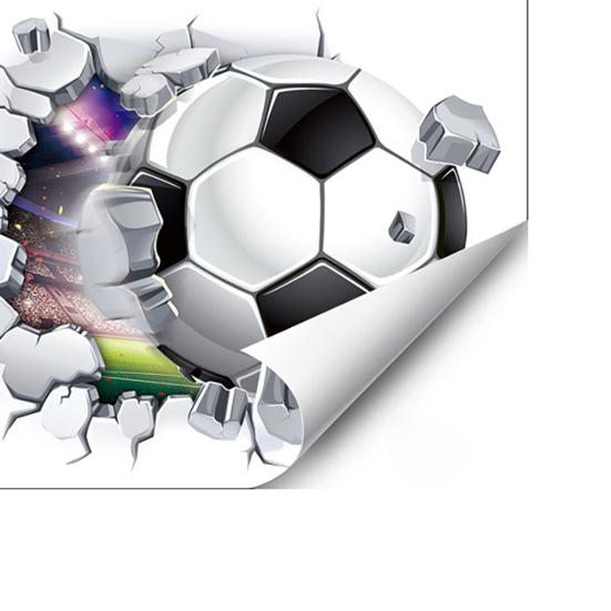 3D Soccer Wall Stickers, Self-Adhesive Soccer Ball Wallpaper Poster, Sports Ball Breakthrough Wall Decals for Boys Bedroom Playroom