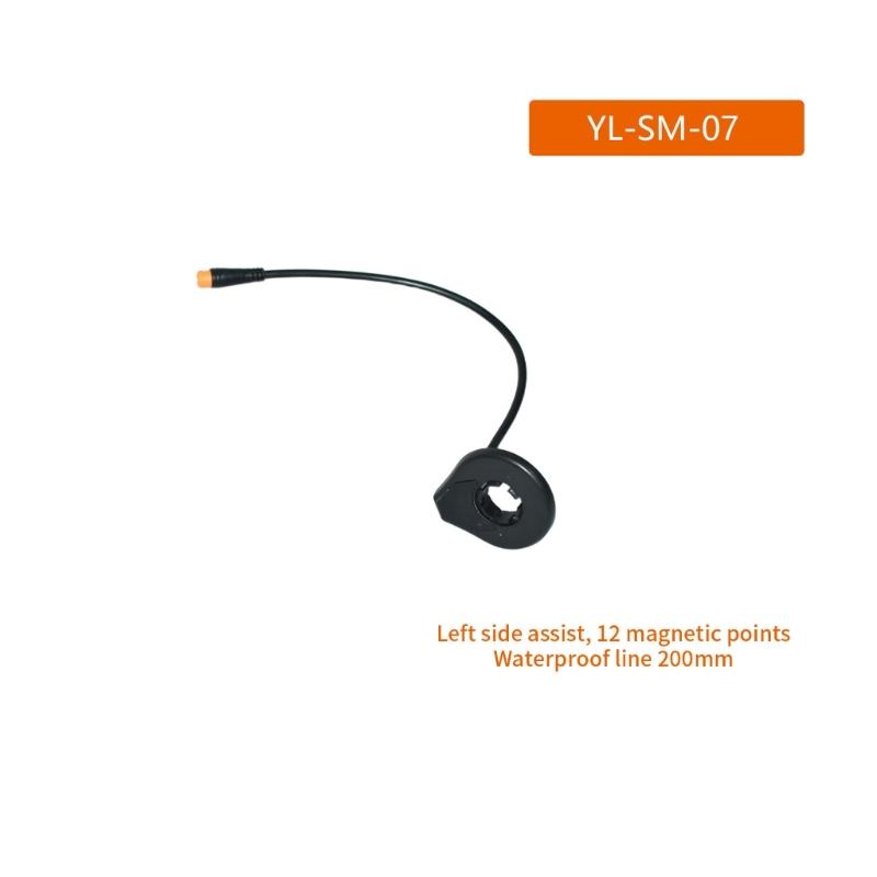 E-Bike Drehmomentsensor für Linkskurbelmontage, 12-Magnet-Signalgeber mit 200 mm Kabel und geschütztem Kabelende für Servicearbeiten