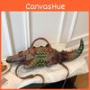 Crocodile Embossed Pu Handbag With Interior Pockets For Daily Use And Fashion