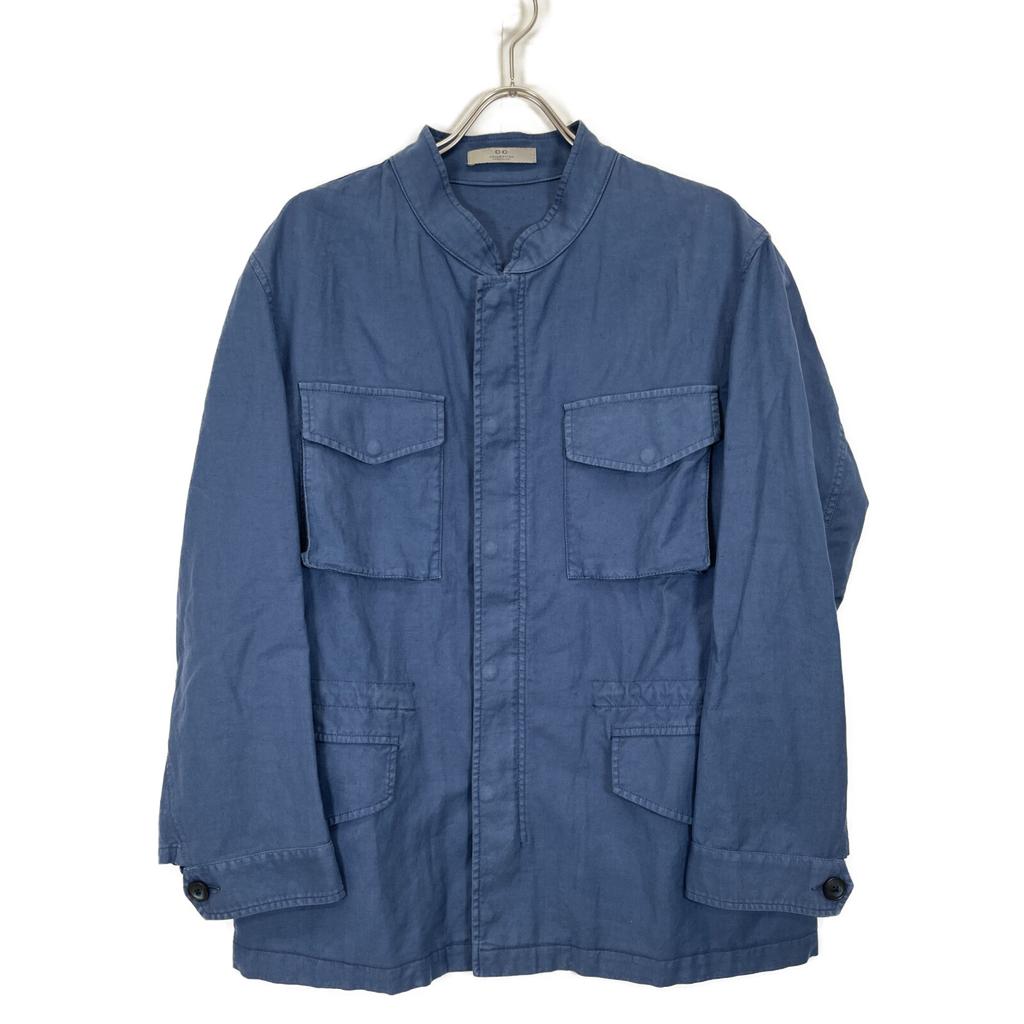 Corneliani CC COLLECTION CORNELIANI Blue Cotton Linen RESCA52 Field Jacket Jacket 52 blueUsed