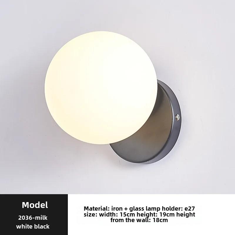 

Светодиодный настенный светильник Nordic IndoorIron Modern Stairs E27, круглый стеклянный светильник для гостиной, спальни, коридора, прохода White light