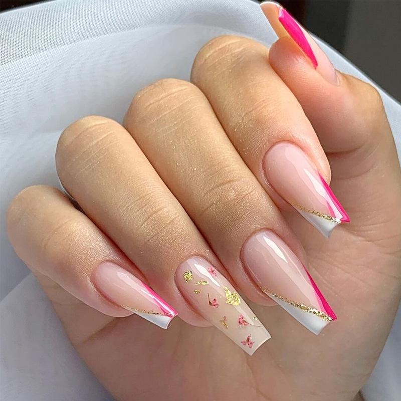 

Influencer Glitter Gold Edged Removable Nails - Long & Luxurious Glue Type