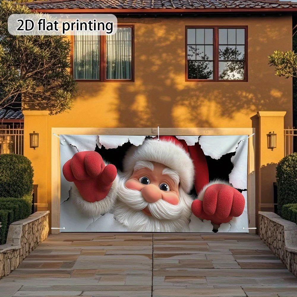 2D Flat 1 Piece of Santa Claus Breaking Into the garage/Party Decoration - Christmas and New Year Decoration, Santa Claus Theme