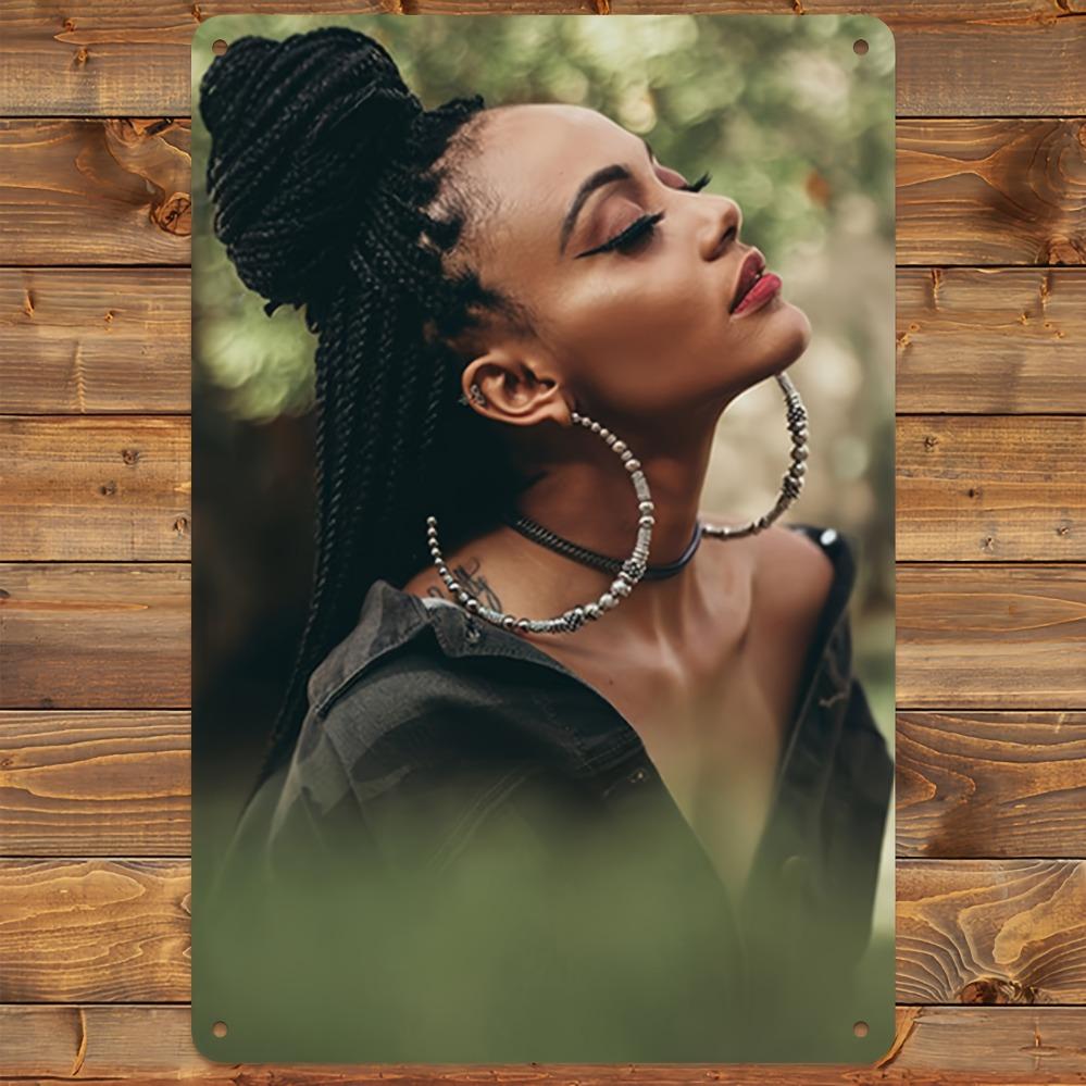 

Black Floral Woman Portrait D Flat Aluminum Wall Art Sign x Inch Modern Home Decor for Living Room Bedroom Office Cafe 20x30cm