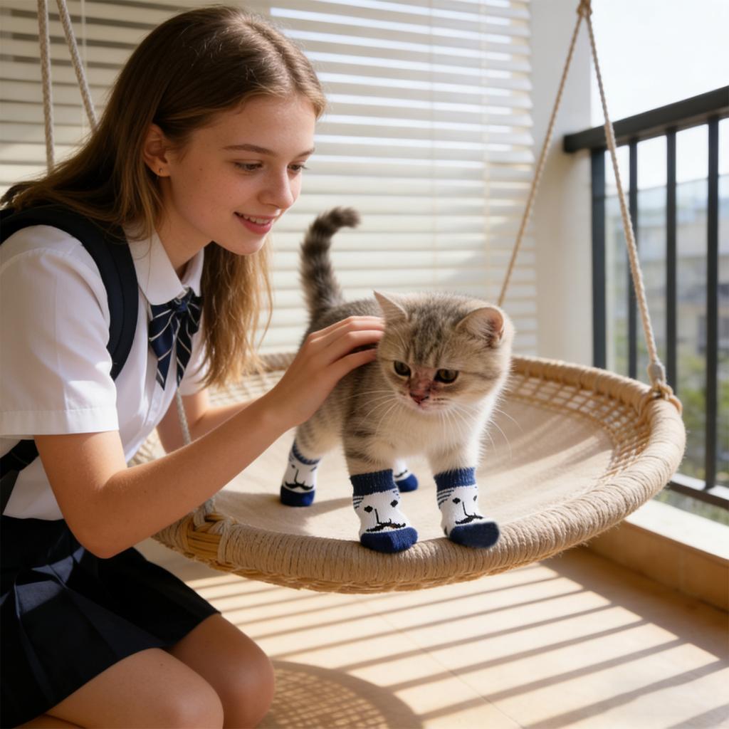 4pc Pet Socks, High-quality Non- Sole, Dog Socks, Teddy, Corgi, And Supplies.