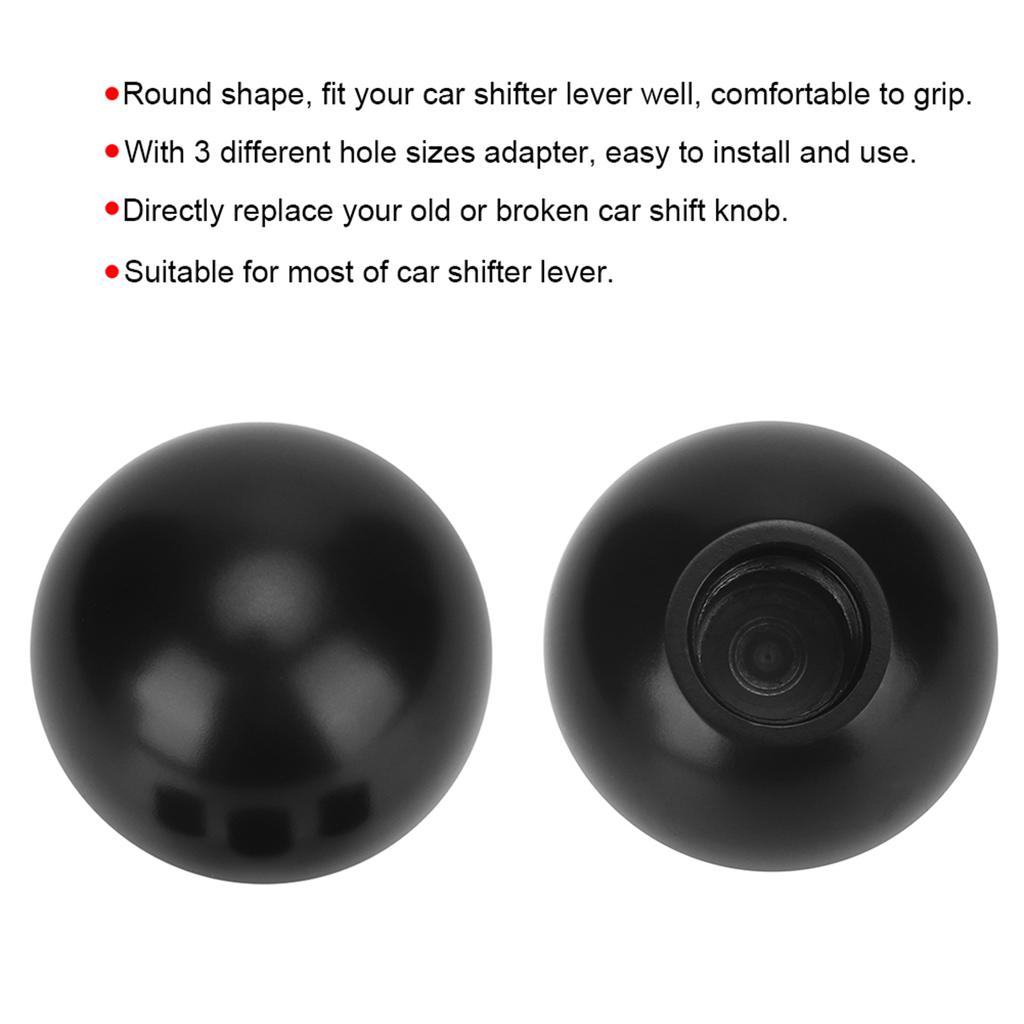 Universal Car Gear Shifter Lever Round Ball Shape Aluminium Shift Knob Adapter Kit Black