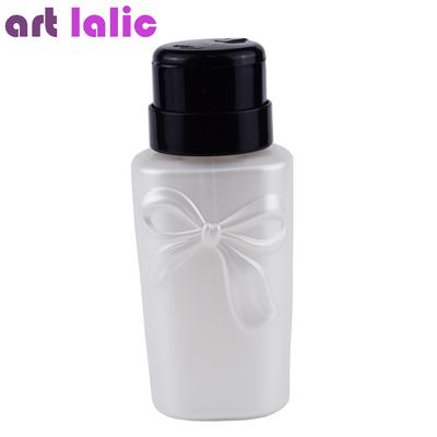 230ml Bowknot Pump Dispenser Liquid Alcohol Press Nail Polish Remover Cleaner Bottle Make Up Tools