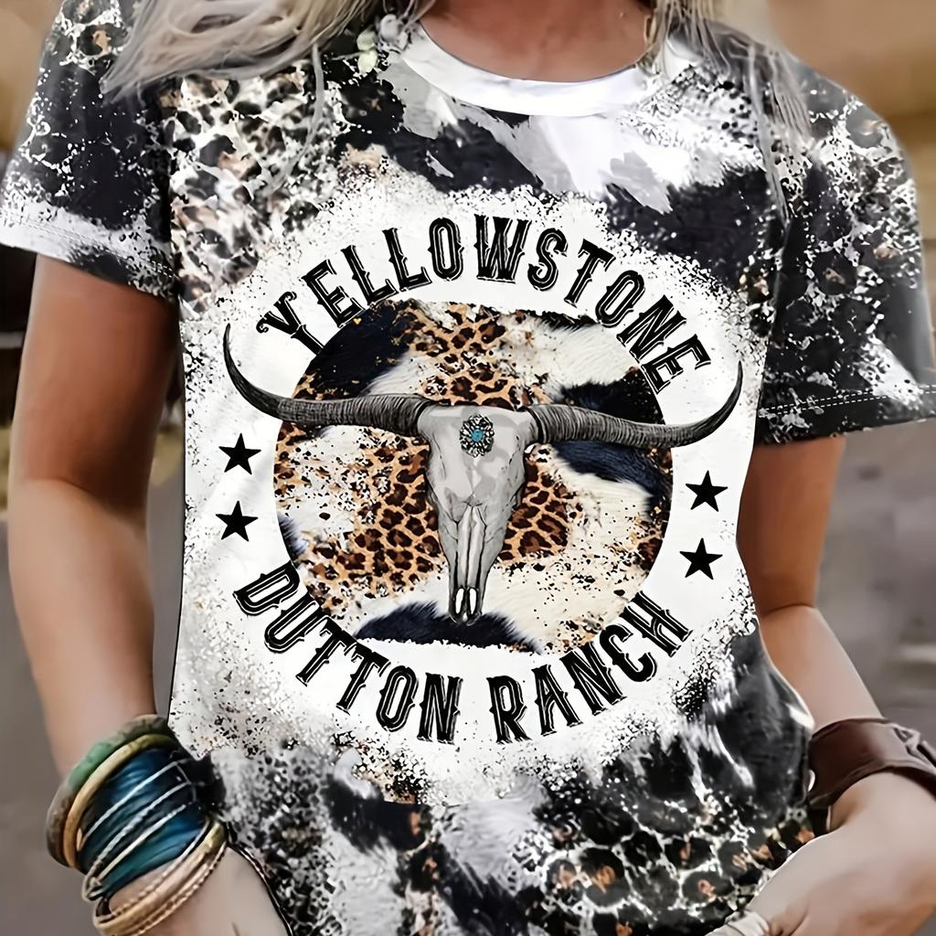 Trendy And Cool Design Leopard Art Print Minimalist Women's T-shirt Cool And Comfortable Summer Collar Casual Street Tops Tees