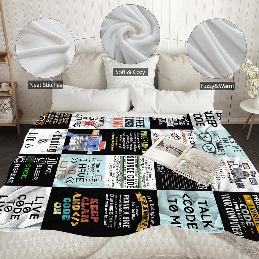 WZOMT Programmer Blanket Gifts, Coding Computer Science Gifts for Men, Funny Gifts for Coders/Computer Programmers/Computer Science Majors, Geek