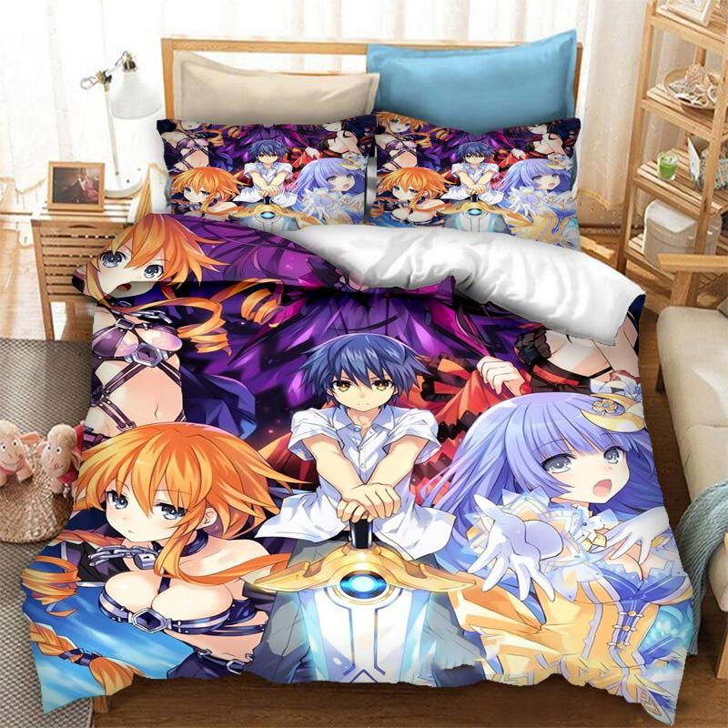 3D Printing Anime Date A Live Bedding Set Boys Girls Twin Queen Size Duvet Cover Pillowcase Bed Kids Adult Fashion Home Textiles