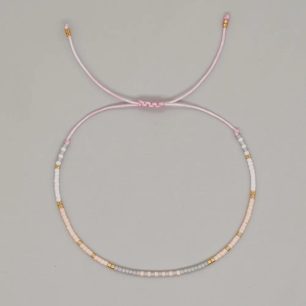 2026 New Boho Colorful Acrylic Bead Thin Chains Couple Bracelet for Women Luxury Handmade Small Ball Bangle Jewelry Accessories