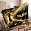 Cristiano Ronaldo Personalized Fleece Blanket With Football Logo, Custom Name Text Soft Warm Home Throw Blanket