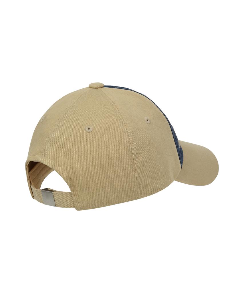LMR Motif Applique Embroidery Two-Tone Ball Cap Beige