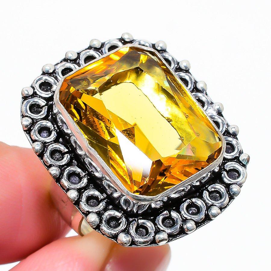 

Ювелирное кольцо из стерлингового серебра 925 пробы с цитрином, размер 8 m0k10