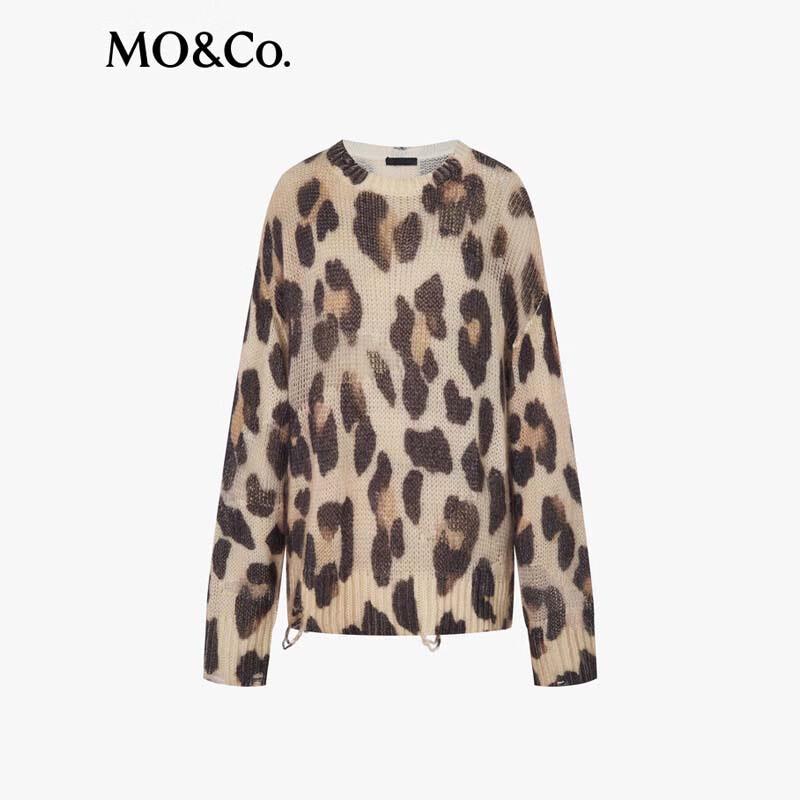 MO&Co. Women's Soft Leopard Print Knit Sweater