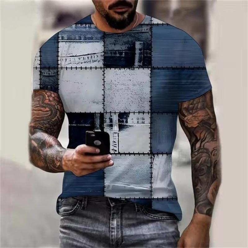 Herr T-shirt 3D Digital Lapptäcke Grafiskt Tryck Herr Designertröjor Herr Sommarkläder Kortärmad Tee Street Toppar