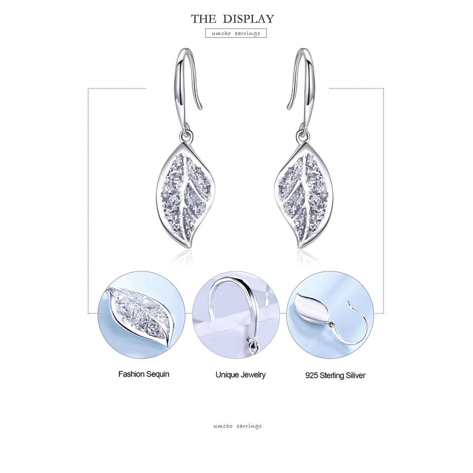Stylish Zircon Earrings Creative White Gold Color Hollow Leaf Earrings for Ladies