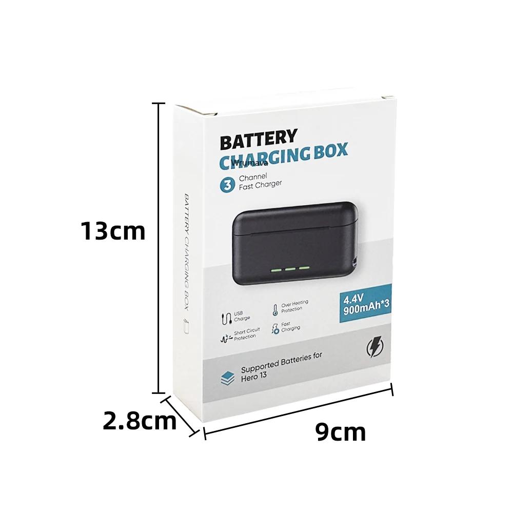New 3 Slots Battery Charger Portable Charging Case for GoPro Hero 09 10 11 12 with LED Display Magnetic Lid Pocket Sized
