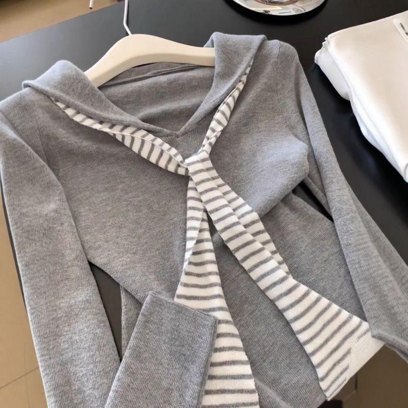 Preppy Límec Pláštěnka Dlouhý Rukáv Dámský Top - Brzký Podzim Slim Fit Trend