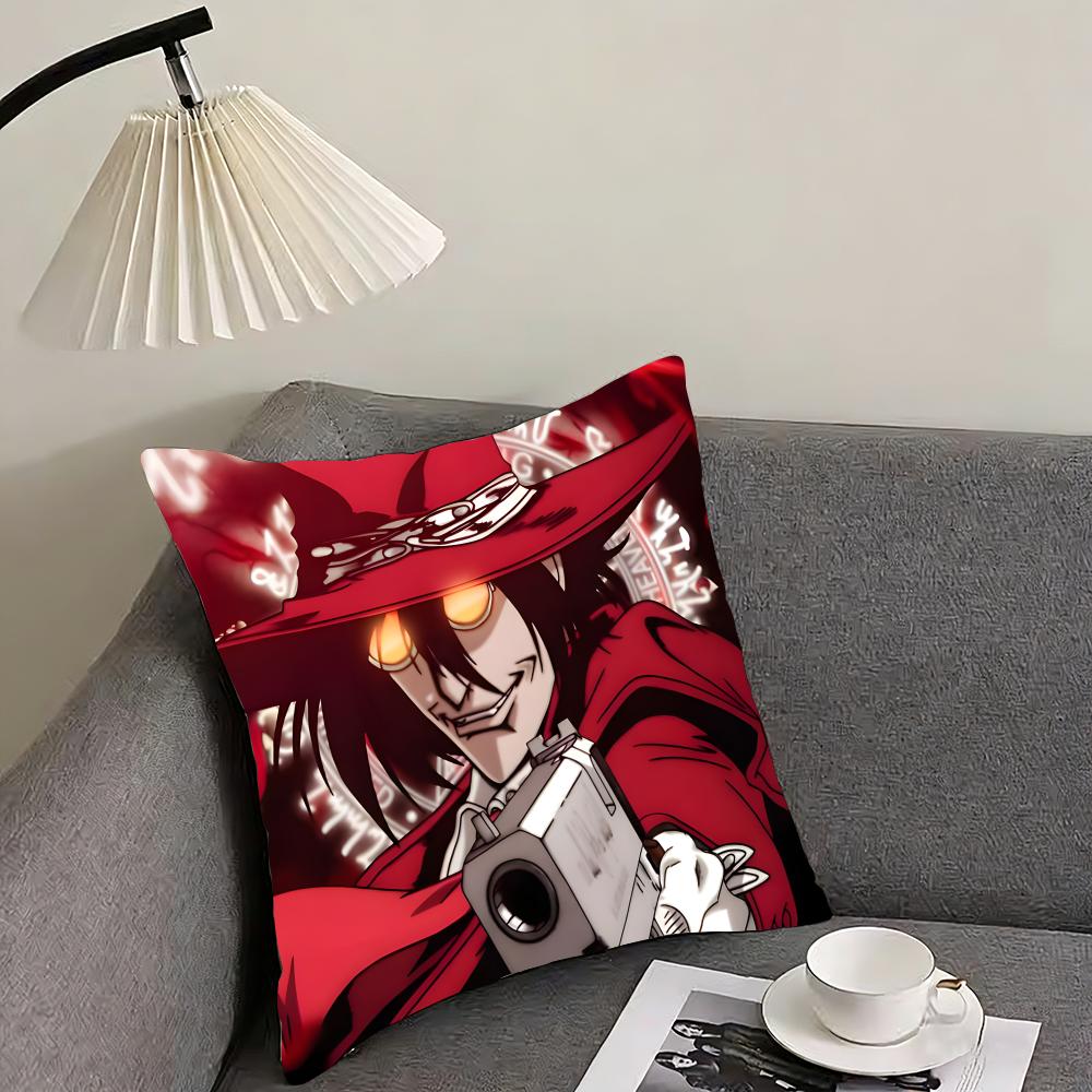 Anime hellsing ultimate Cushion Cover Reversible Plush Pillow Cover – For car, sofa, bedroom, perfect as a gift.