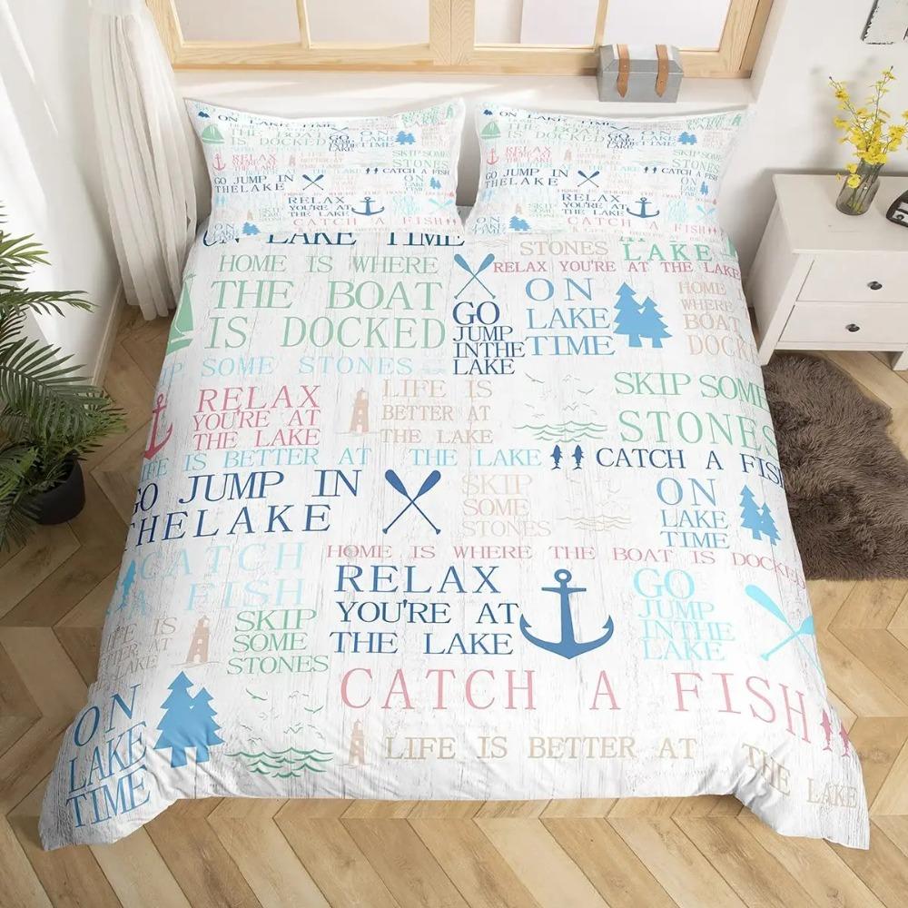 Nautical Bedding Set Full Size Sailing Anchor Bed for Boys Teens Comforter Cover Soft Duvet Quilt Cover