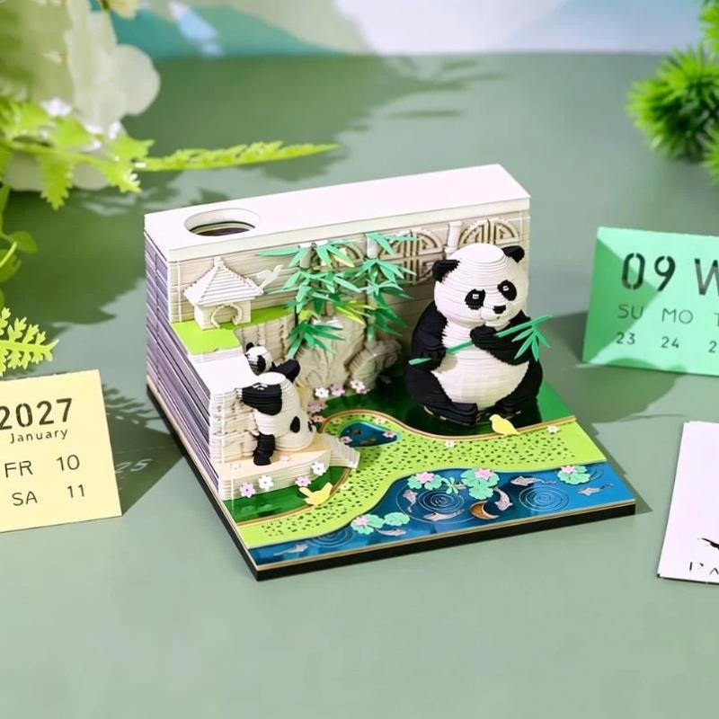 Time Piece 3D Desk Calendar 2027 Paper Carving Tear-away Design for Artistic Home Office Space