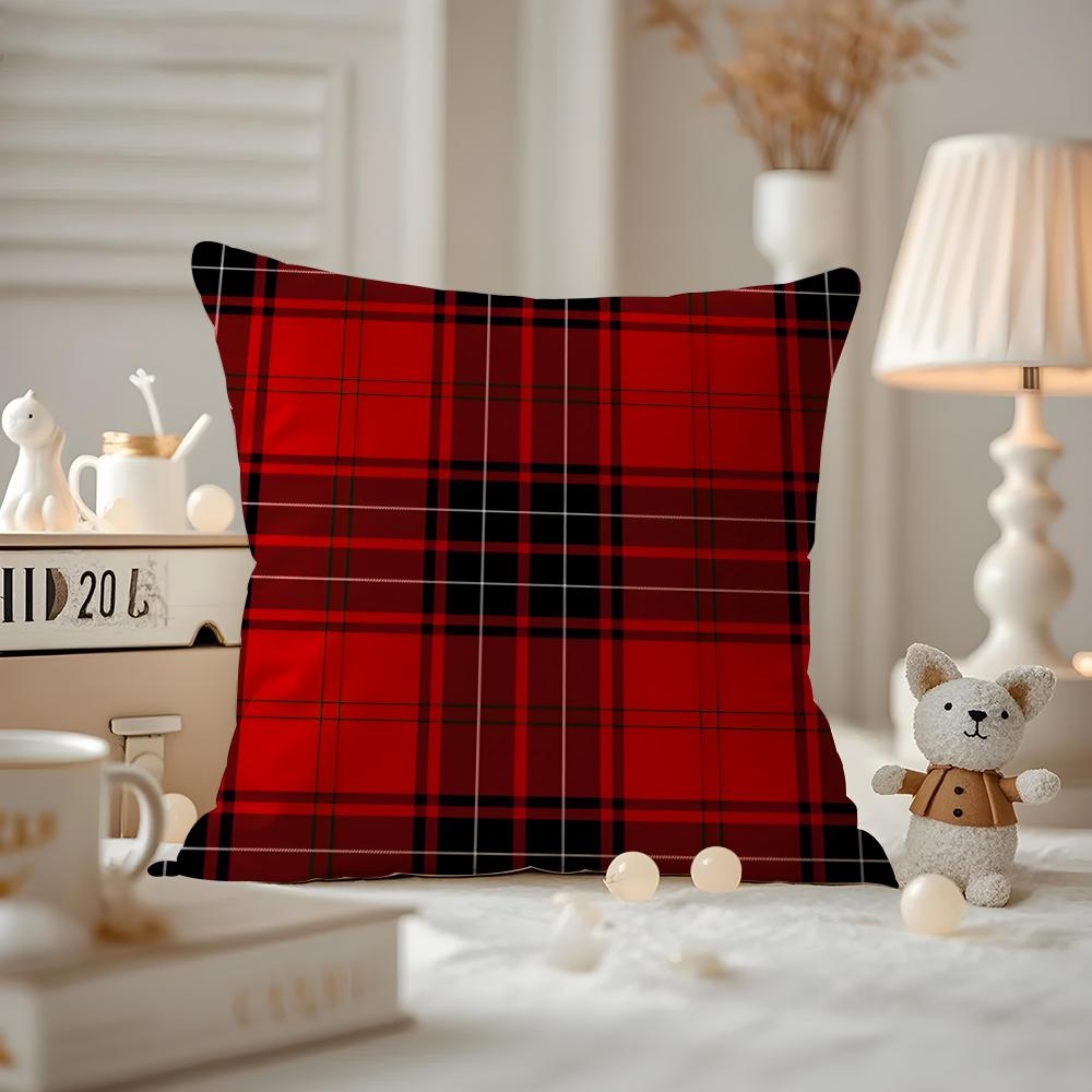Nordic Scottish Pattern Tartan Cushion Cover Pattern Printed Pillowcase For Living Room Sofa Cushion Cover & Bedroom Decor