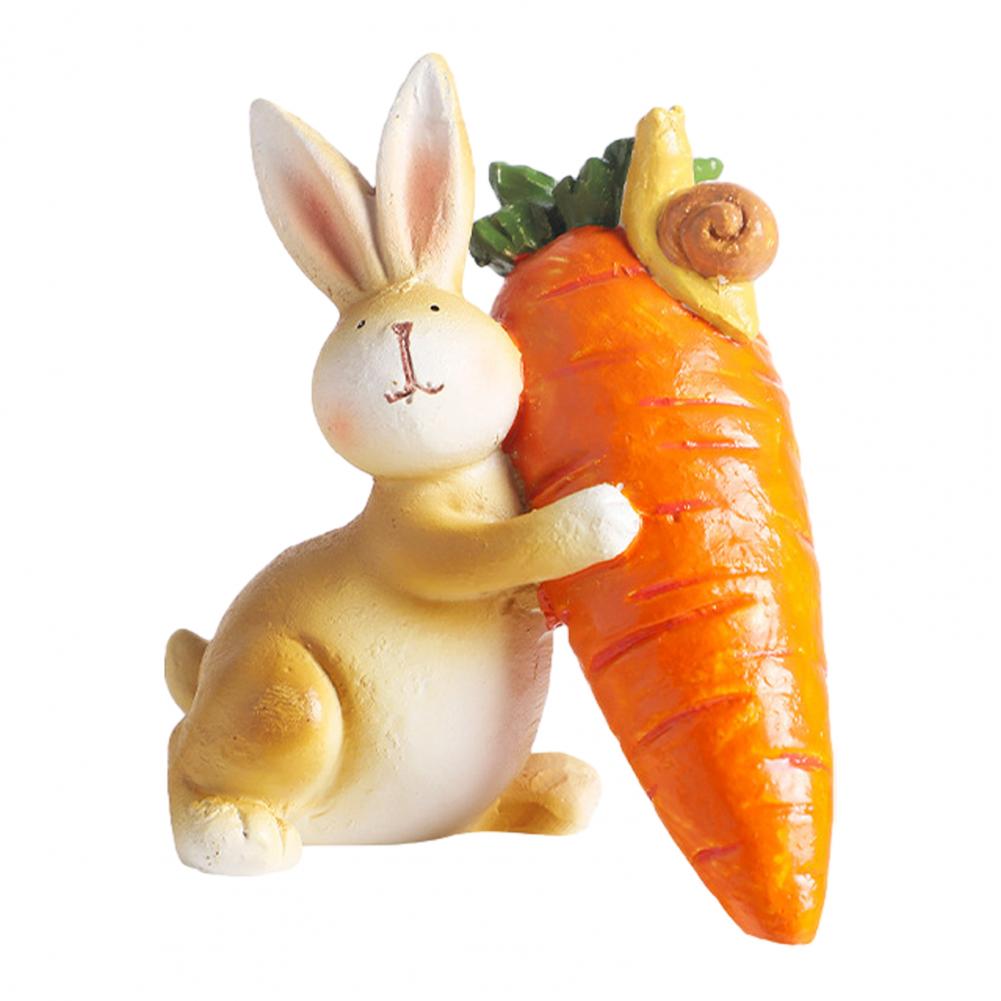 Пасхальные Украшения Заяц Смоляная Фигурка Зайца Ручная Работа Фигурка Пасхального Зайца Смоляная Скульптура Милый Заяц С Морковкой Статуэтка