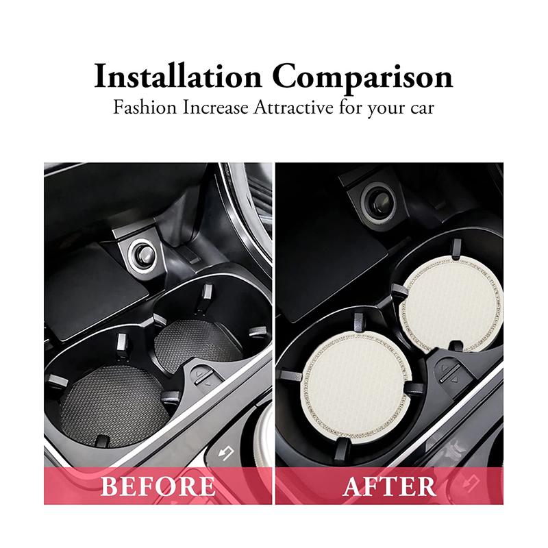 Non-slip Car Water Cup Pad Luminous Car Coaster Pad Mat Cup Bottle Holder Rhinestone Rubber Pad Mat Car Styling Accessories