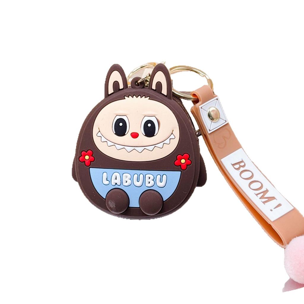 Labubu Keychain Toy Bag, Silicone Doll, Cute Cartoon Coin Purse