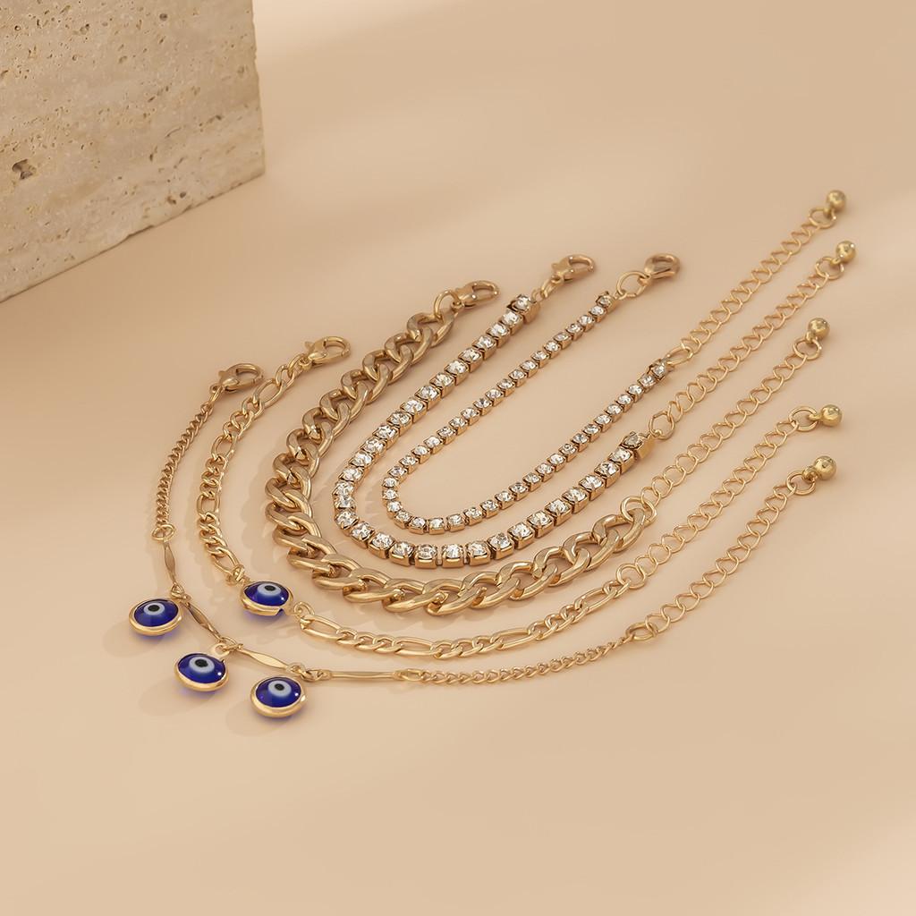 iF ME 5pcs/set Luxury Evil Eyes Bracelet Set for Women Adjustable Gold Bracelets Accessories Jewelry