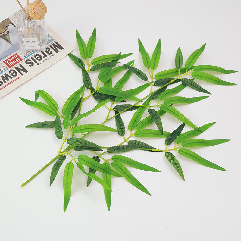 Fireproof Flame Retardant Fake Bamboo and Willow Leaves Plastic Branch for Indoor Decoration