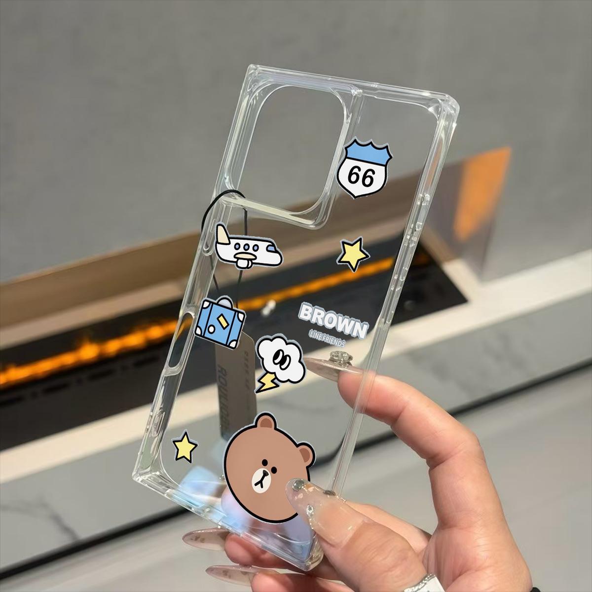 

Clear Square Back Tube Case Protection For iPhone 11 14 Pro Max 13 15 Plus 16 ProMax 12 Anti-Oxygen,Star Brown Bear Pattern Casing iphone 11 ProMax