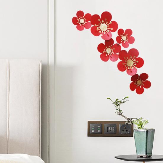 1Set Paper Flowers DIY Artificial Red Floral Wall Art Paper Flower Decoration for Wedding