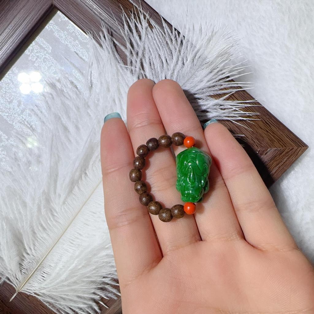 Second Gen Turquoise Amber Ring: Nine-Tailed Fox & Little Bear Wealth-Attracting Trendy Fashion Jewelry