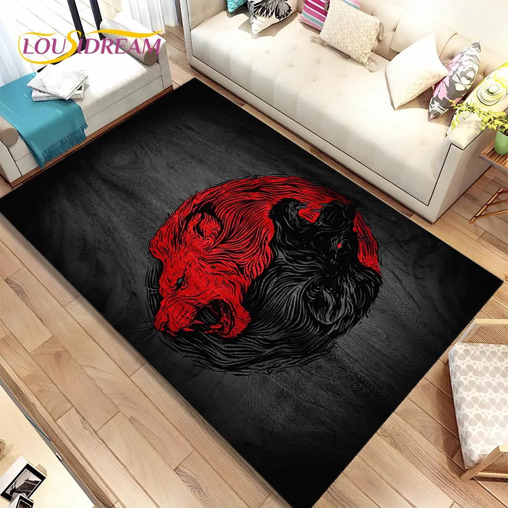 Chinese Tai Chi Bagua Yin Yang  Area Rug,Carpet Rug for Home Living Room Children Bedroom Sofa Doormat Decor,Non-slip Floor Mat